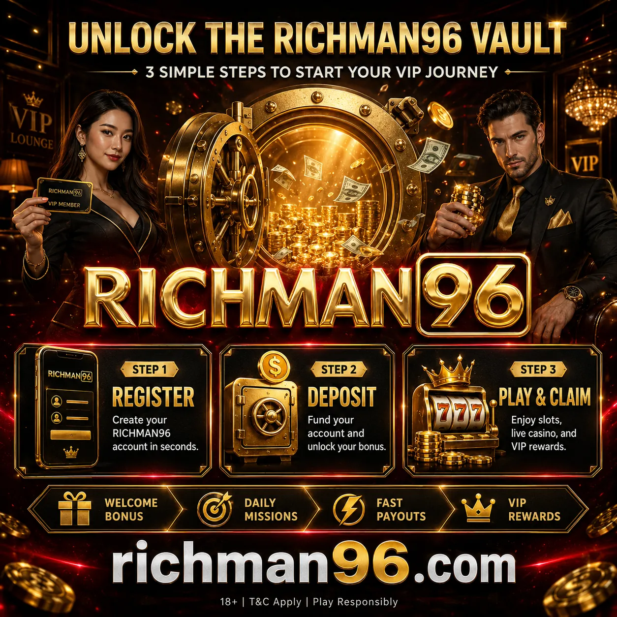 RICHMAN96 three steps to join and play visual